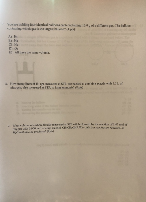 Solved non 7. You are holding four identical balloons each | Chegg.com