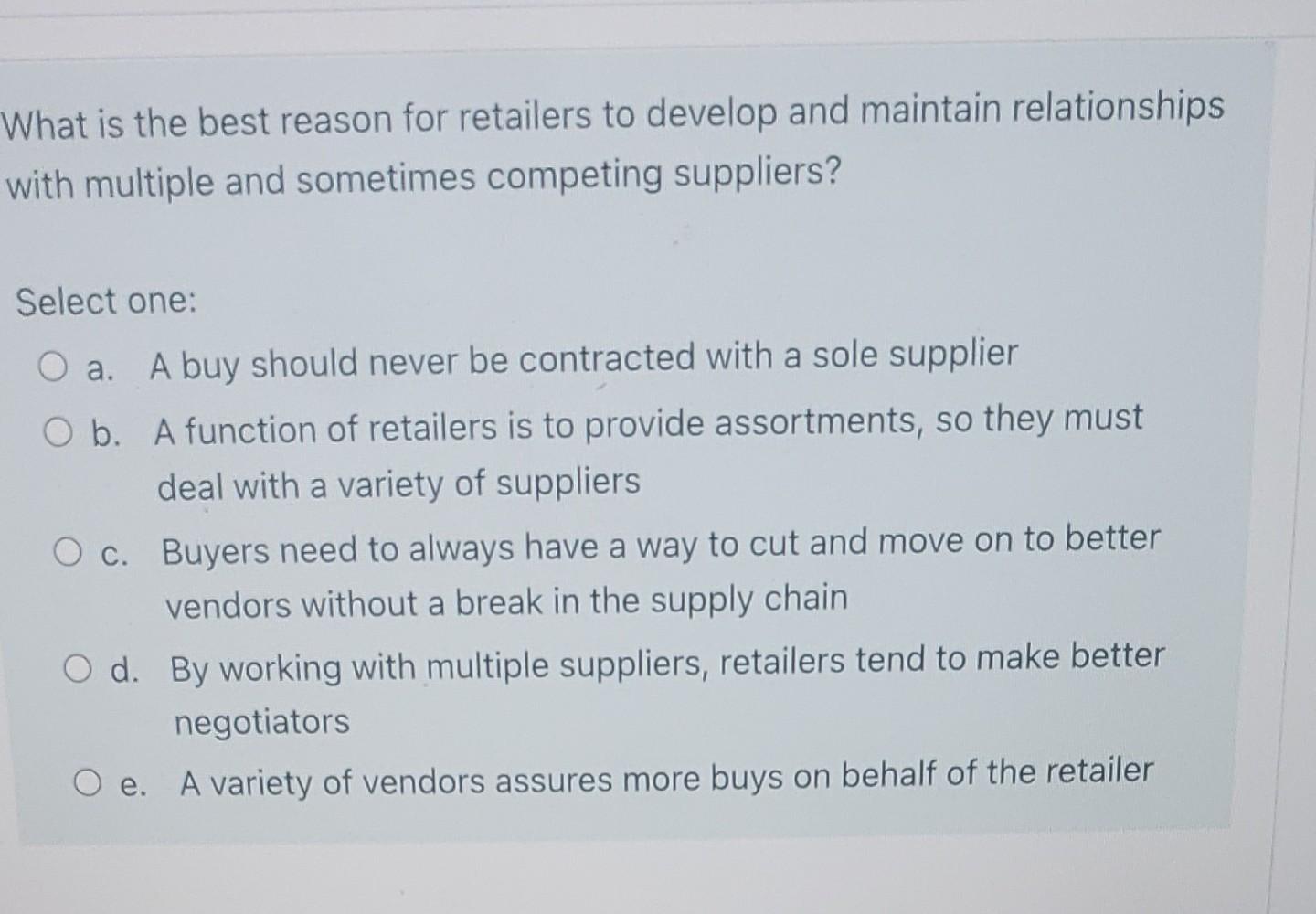 Solved What is the best reason for retailers to develop and