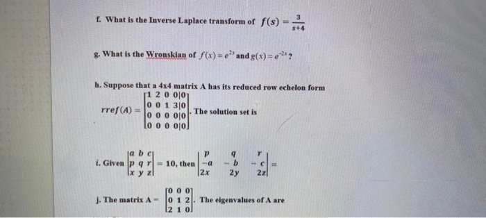 Solved 1 What Is The Inverse Laplace Transform Of F S Chegg Com