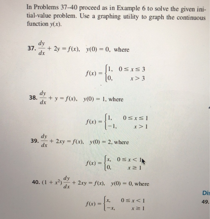 Solved In Problems 37-40 proceed as in Example 6 to solve | Chegg.com