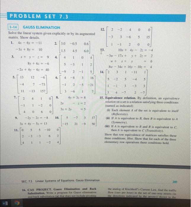 Solved PROBLEM SET 7.3 0 12. 2-2 4 0 0 بها 3 -6 5 15 1-14 | Chegg.com