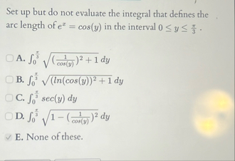 Solved Set up but do not evaluate the integral that defines | Chegg.com