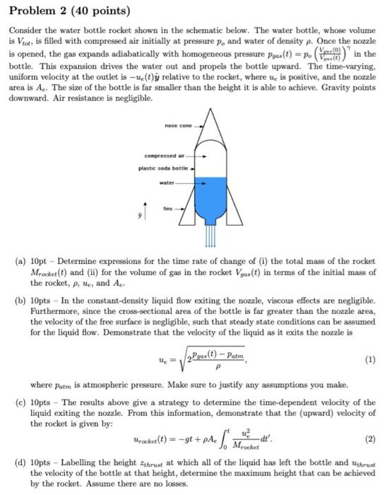 Solved Consider the water bottle rocket shown in the | Chegg.com