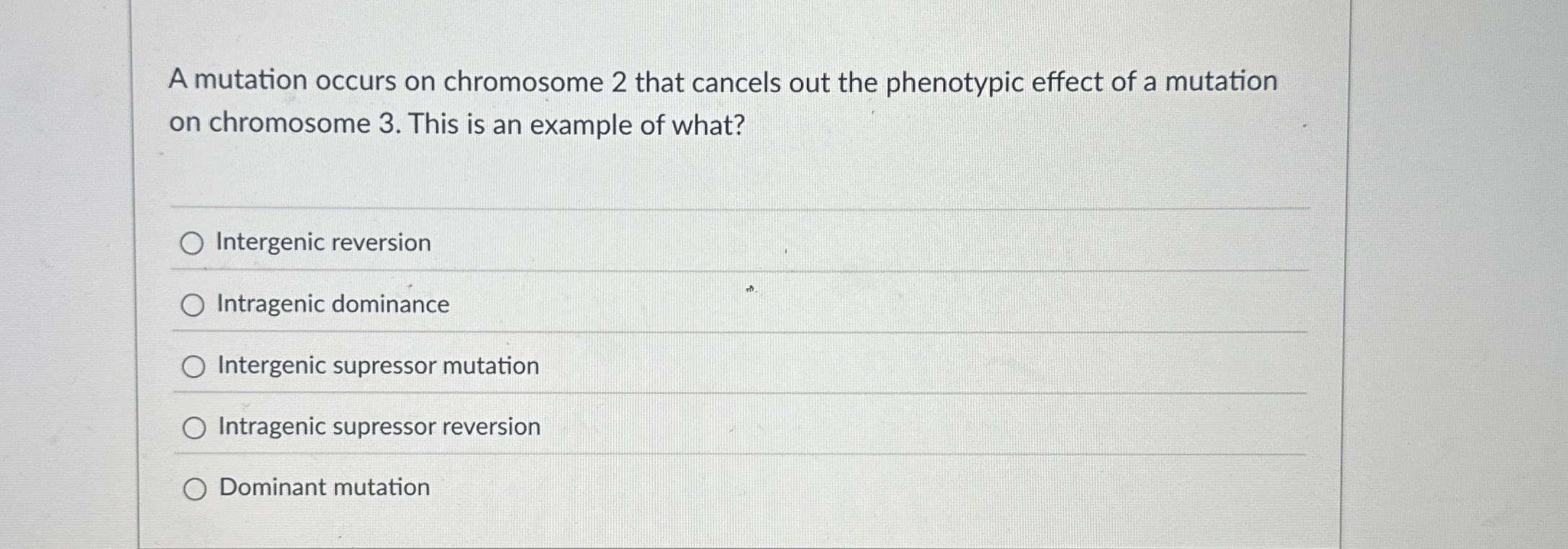 Solved A mutation occurs on chromosome 2 ﻿that cancels out | Chegg.com