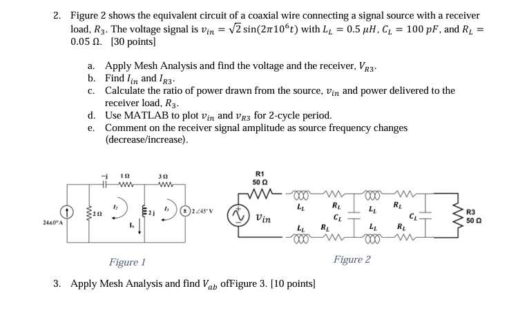 Solved Figure 2 ﻿shows the equivalent circuit of a coaxial | Chegg.com