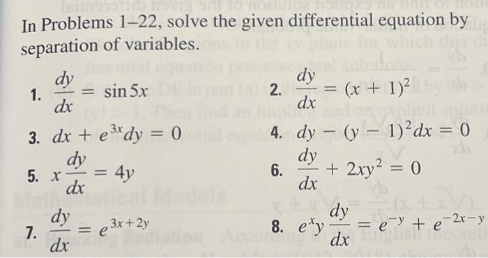 Solved In Problems 1-22, solve the given differential | Chegg.com