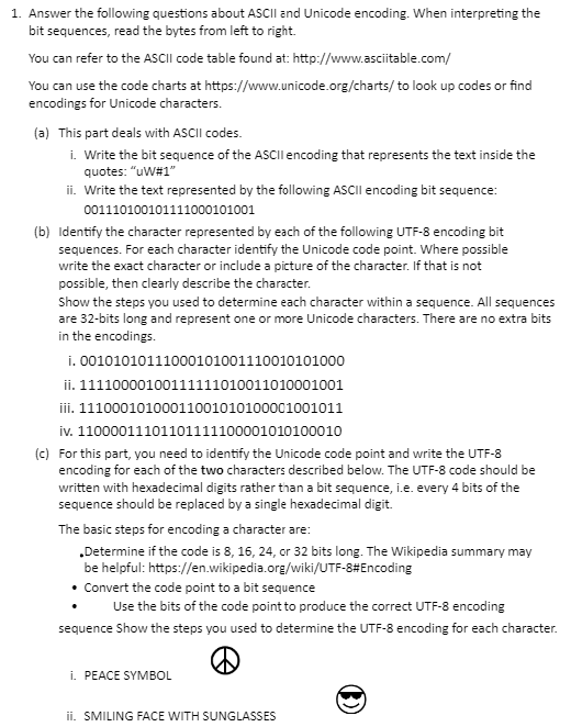 Solved Ascii And Unicode Encoding Chegg Solved Ascii And Unicode Encoding Chegg