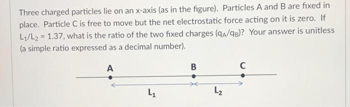 Solved Three Charged Particles Lie On An X Axis As In The