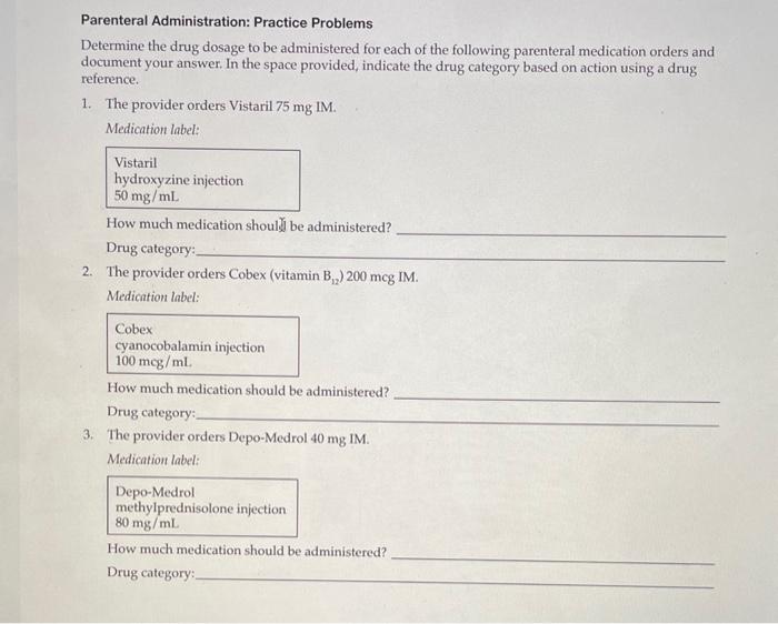 Solved Parenteral Administration Practice Problems