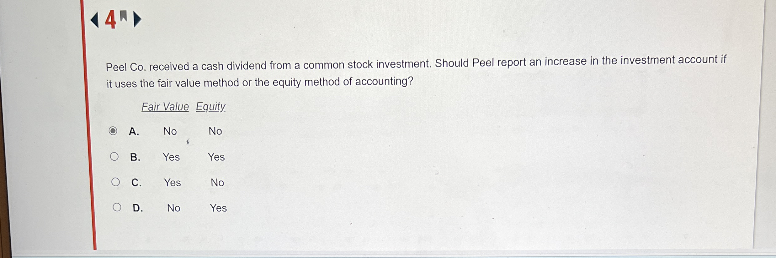 Solved 4® Peel Co. ﻿received a cash dividend from a common | Chegg.com