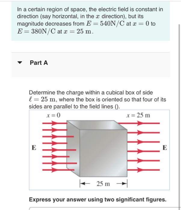 Solved In a certain region of space, the electric field is | Chegg.com