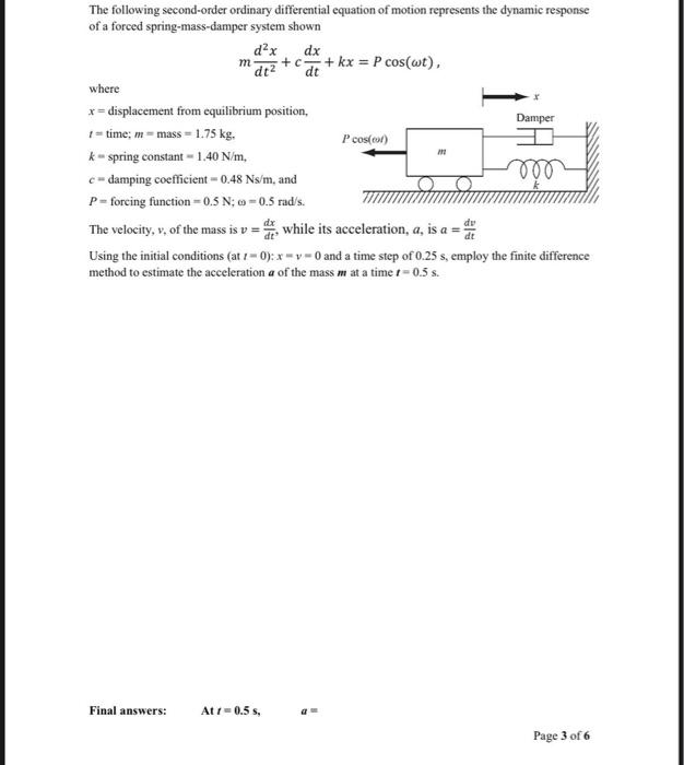 Solved the following second order ordinary differential chegg