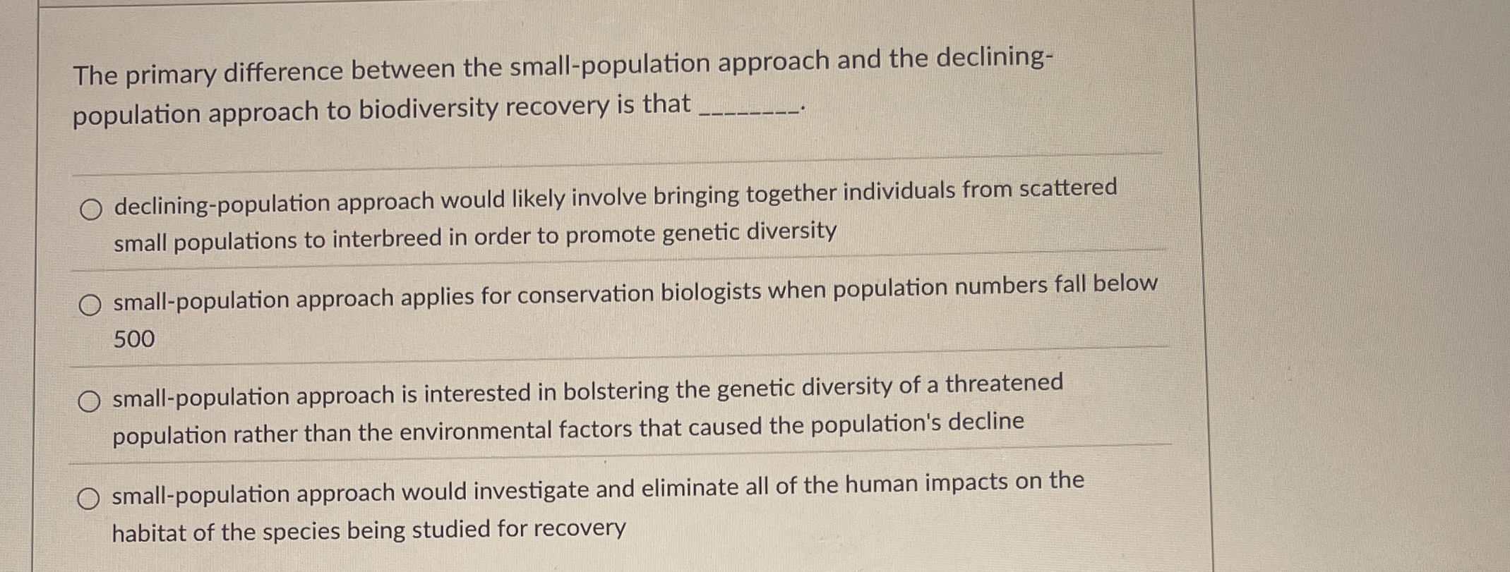 Solved The primary difference between the small-population | Chegg.com
