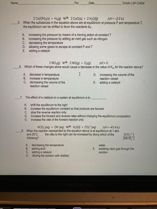 Solved Ic Go 2 The Equilibrium Constant For Th Chegg Com