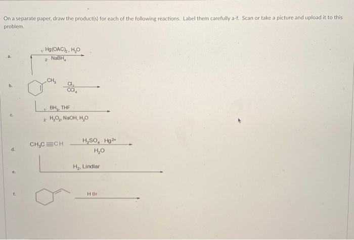 Solved On a separate paper, draw the product(s) for each of | Chegg.com