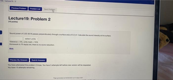 Solved 150 / lecture 1912 Previous Problem Problem List Next | Chegg.com