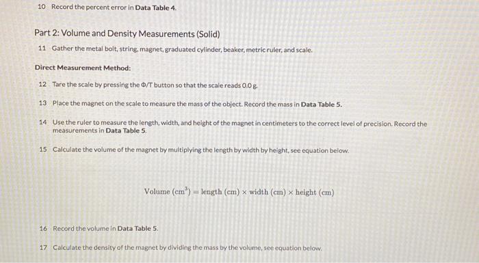 Solved Part 1: Volume and Density Measurements (Liquid) 1 | Chegg.com