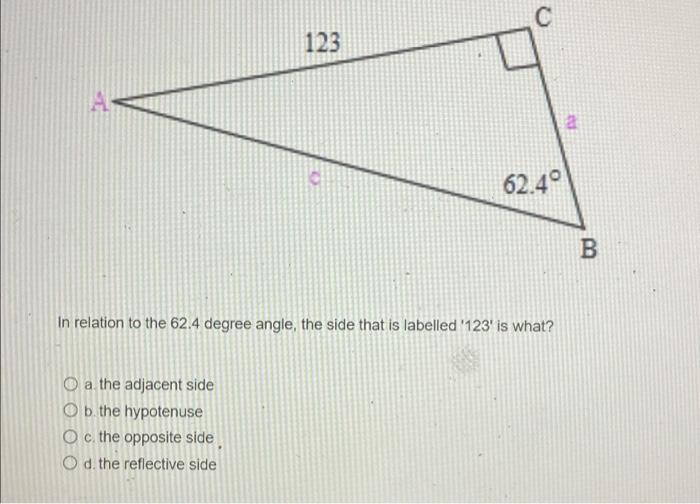 Solved C 123 A a 62.4° too B In relation to the 62.4 degree | Chegg.com