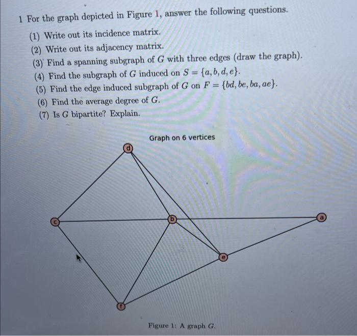 [Solved]: 1 For The Graph Depicted In Figure 1, Answer The