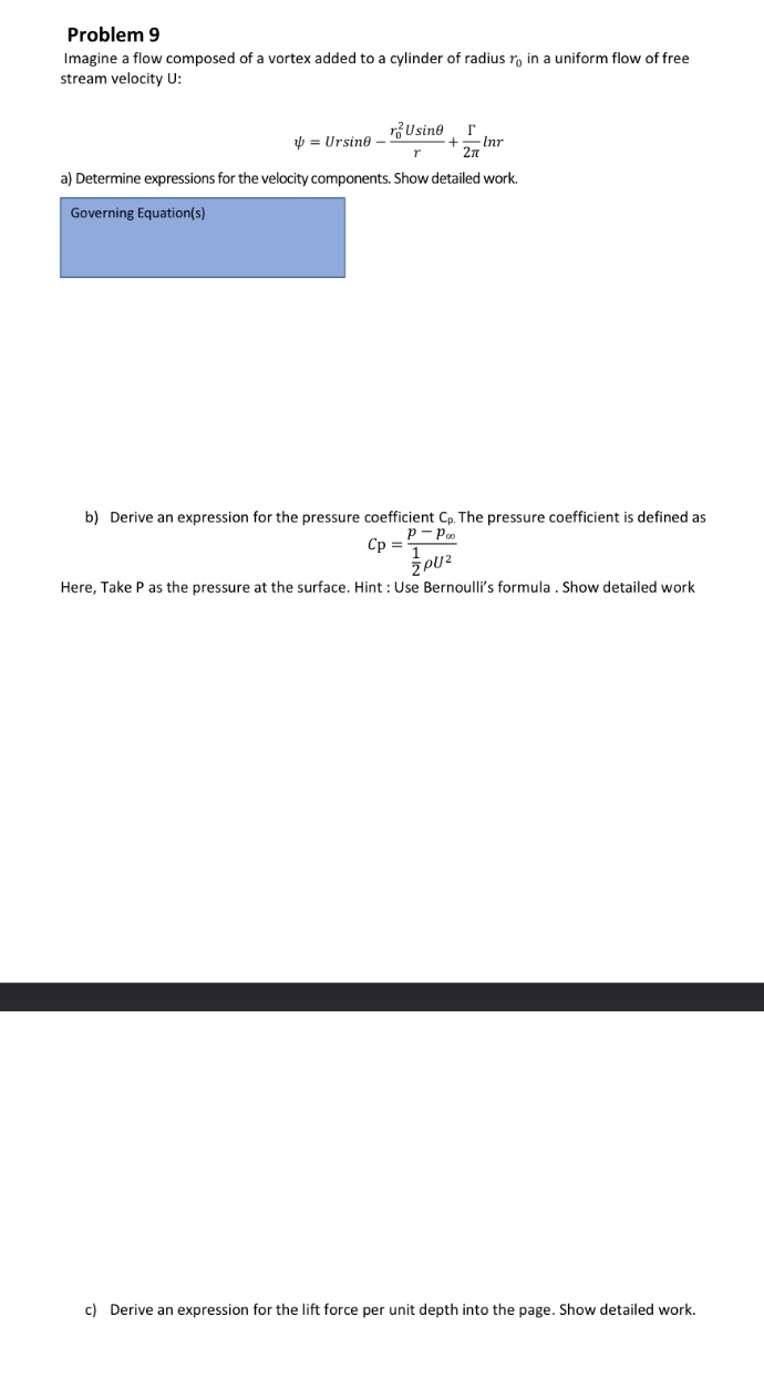 Solved Problem 9Imagine a flow composed of a vortex added to | Chegg.com