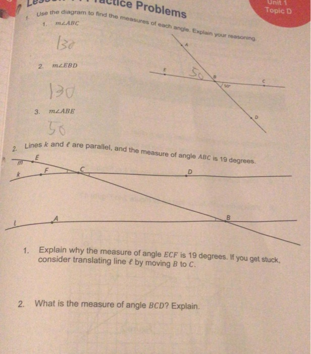 Solved Unit 1 Topico 3. The diagram shows three lines with | Chegg.com