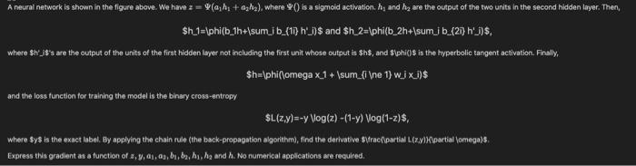 Solved A neural network is shown in the figure above. We | Chegg.com