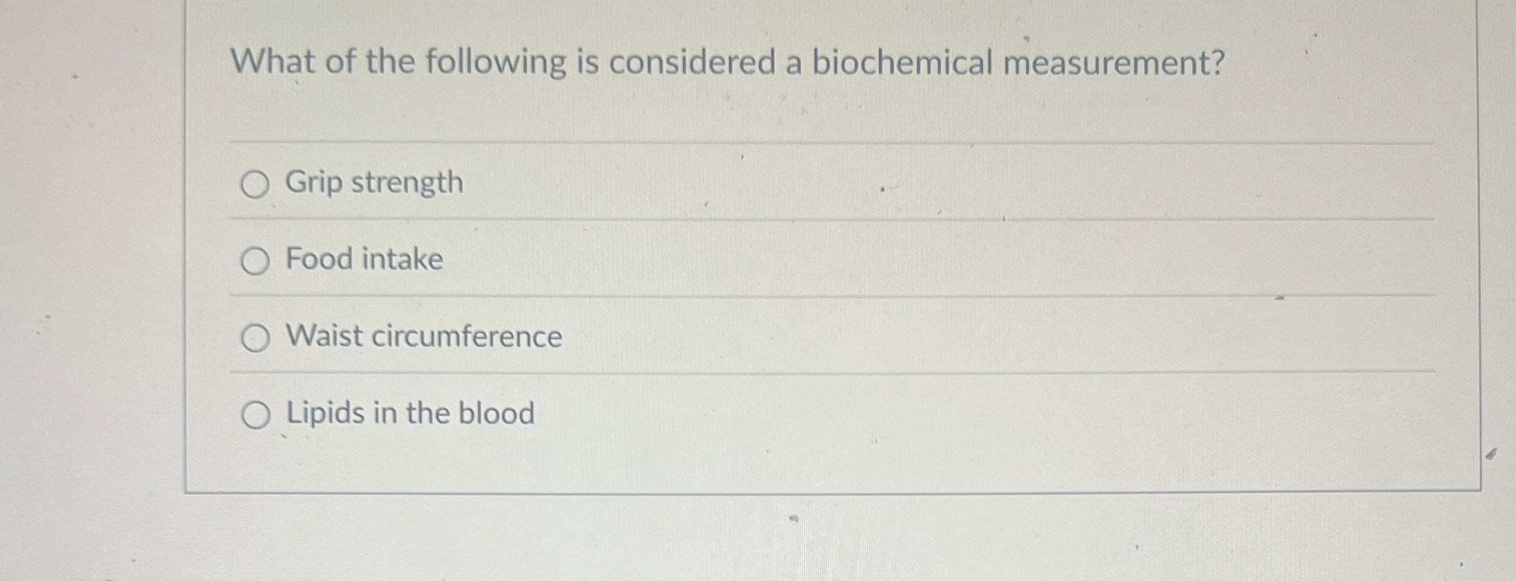 Solved What of the following is considered a biochemical