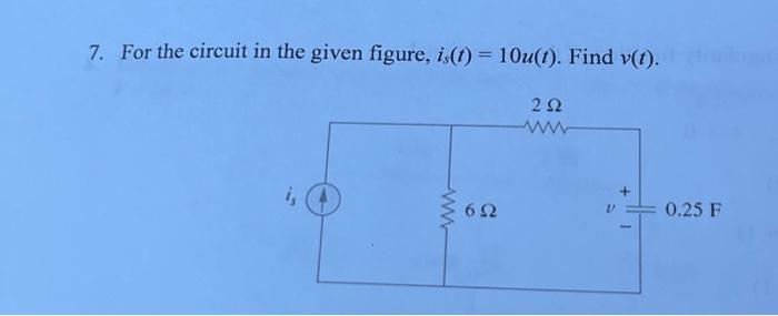 Solved 7. For the circuit in the given figure, is(t) = | Chegg.com