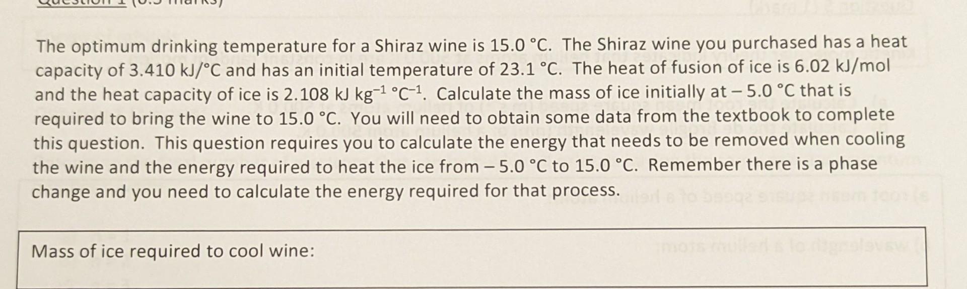 Solved The optimum drinking temperature for a Shiraz wine is