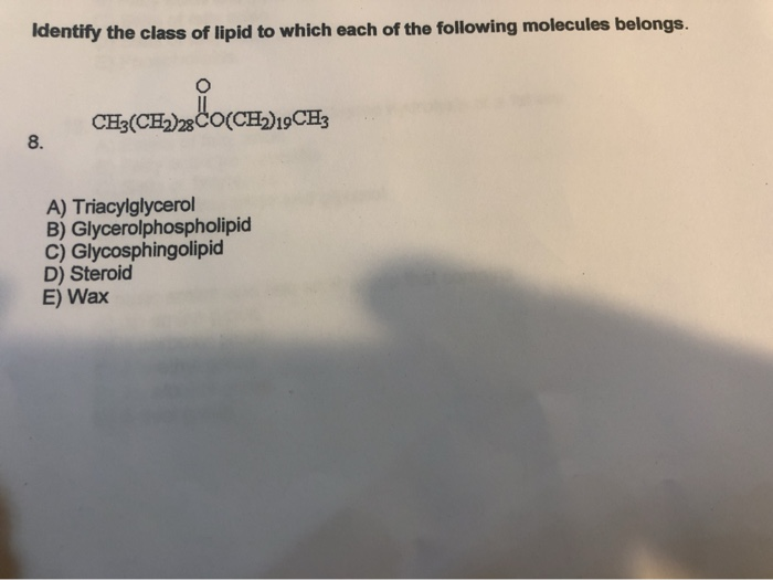 Solved Identify the class of lipid to which each of the | Chegg.com
