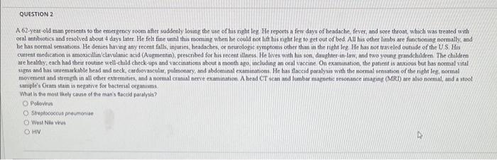 Solved A 62-year-old man presents to the eneggency toom | Chegg.com