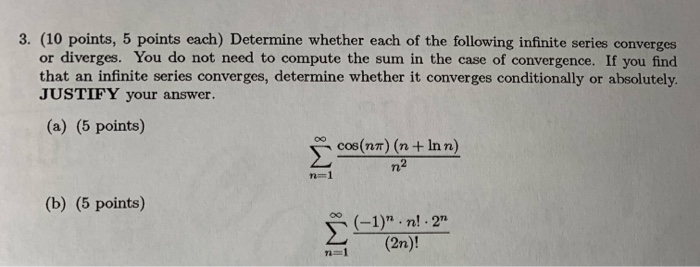 Solved 3. (10 points, 5 points each) Determine whether each | Chegg.com