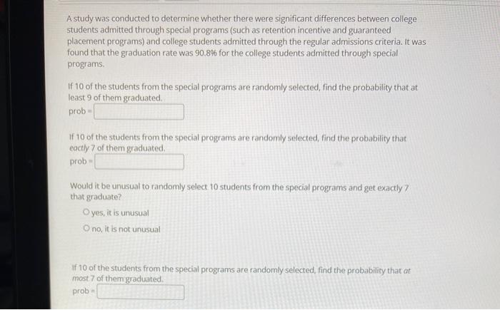 Solved A study was conducted to determine whether there were | Chegg.com