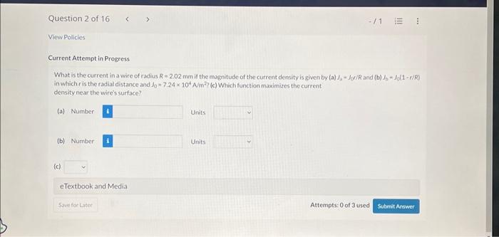 Solved What is the current in a wire of radius R=2.02 mm if | Chegg.com
