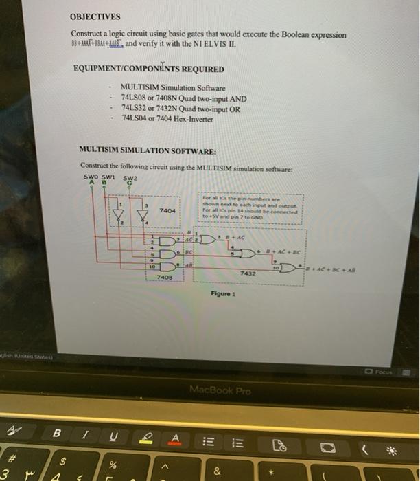 Solved OBJECTIVES Construct a logic circuit using basic | Chegg.com