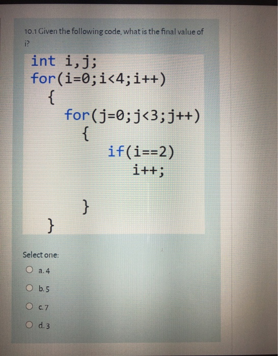 Solved 10.1 Given the following code, what is the final | Chegg.com