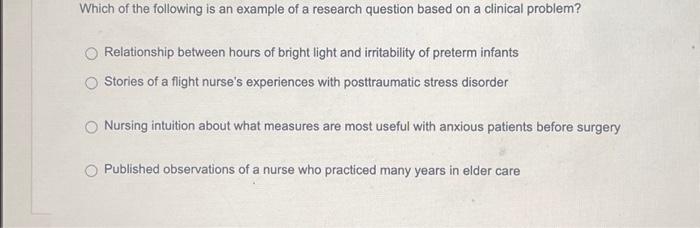 Solved Which of the following is an example of a research | Chegg.com