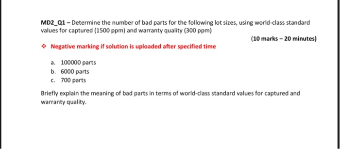 Md2 Q1 Determine The Number Of Bad Parts For The Chegg Com