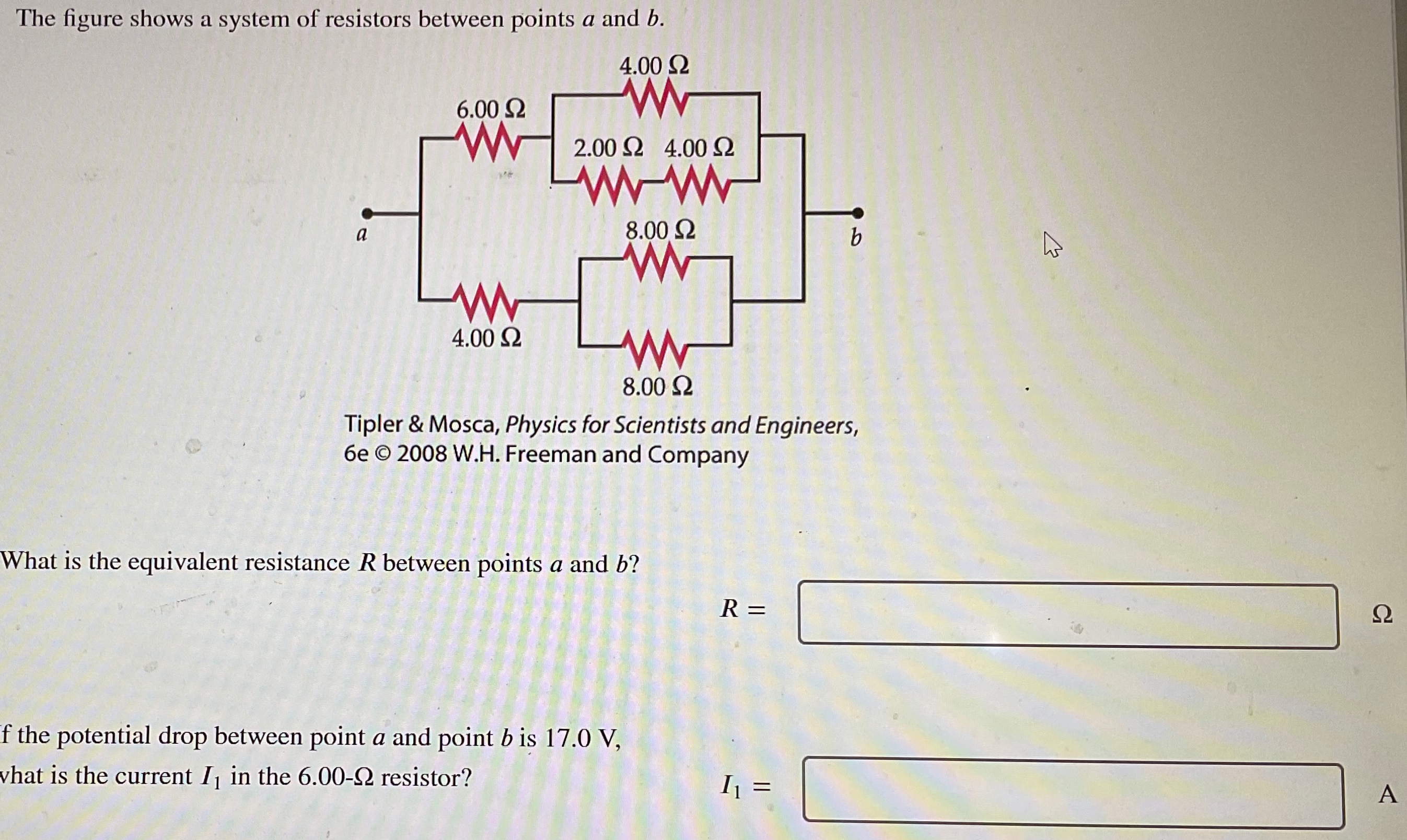 Solved The figure shows a system of resistors between points | Chegg.com