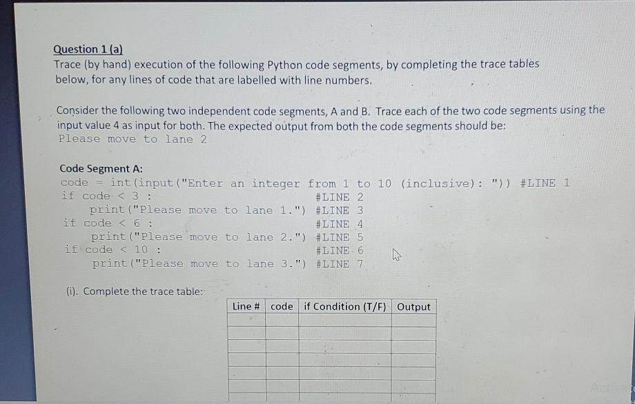 Solved Question 1(a) Trace (by hand) execution of the | Chegg.com
