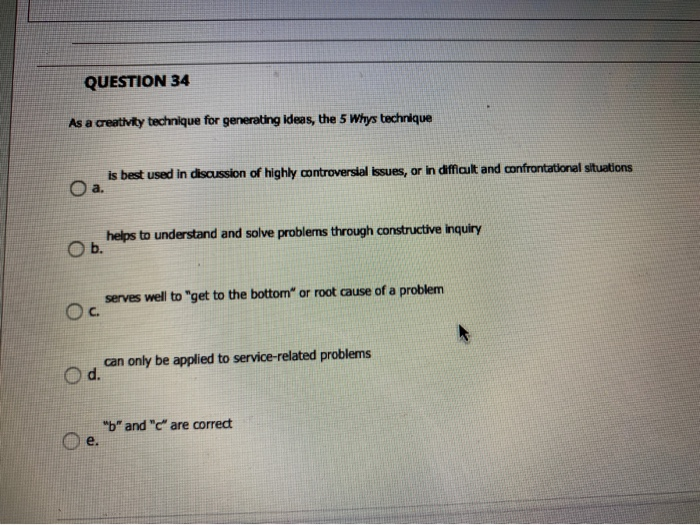 Solved QUESTION 34 As a creativity technique for generating | Chegg.com