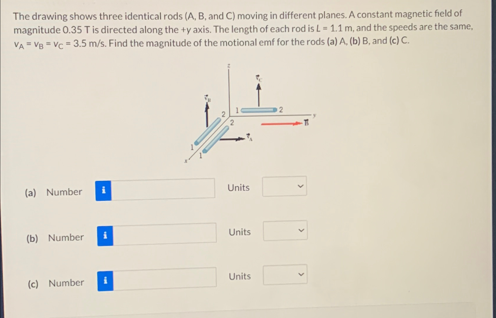 Solved The drawing shows three identical rods (A, ﻿B, ﻿and | Chegg.com