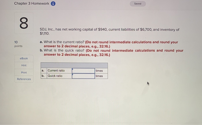 Solved Chapter 3 Homework Saved 00 10 points SDJ, Inc., has | Chegg.com