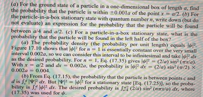 Solved (a) For the ground state of a particle in a | Chegg.com
