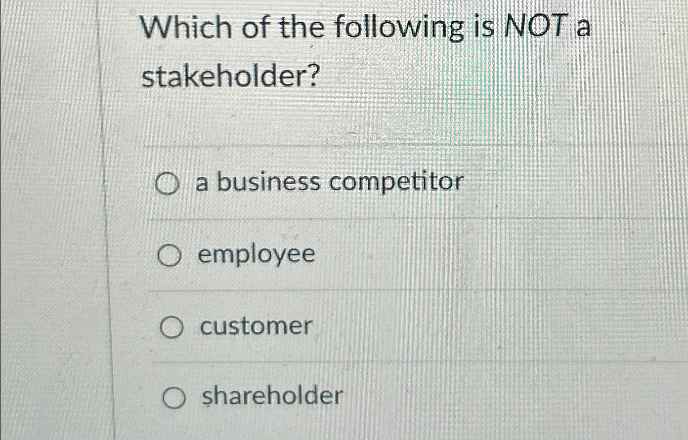 Solved Which Of The Following Is NOT A Stakeholder?a | Chegg.com