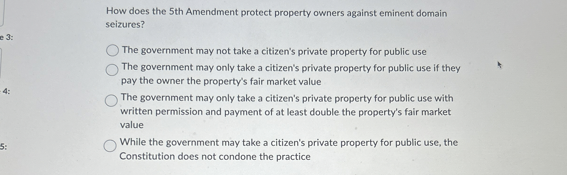 Solved How does the 5th Amendment protect property owners | Chegg.com