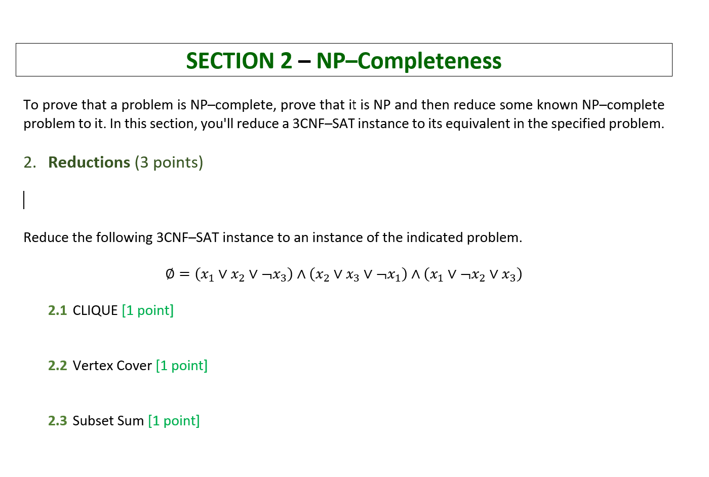 Solved SECTION 2 - NP-CompletenessTo ﻿prove that a problem | Chegg.com