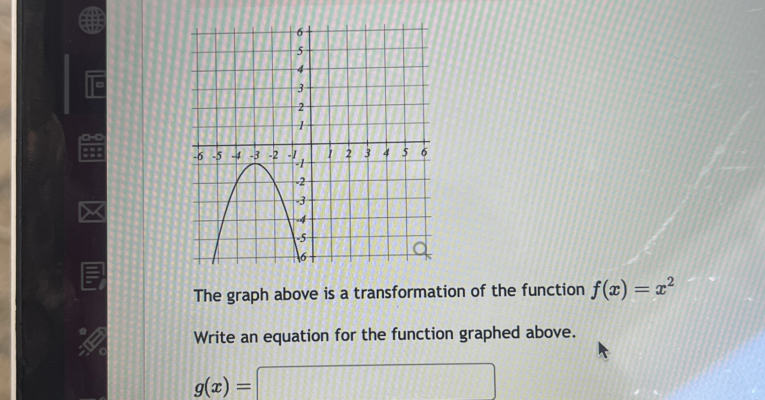 Solved The graph above is a transformation of the function | Chegg.com