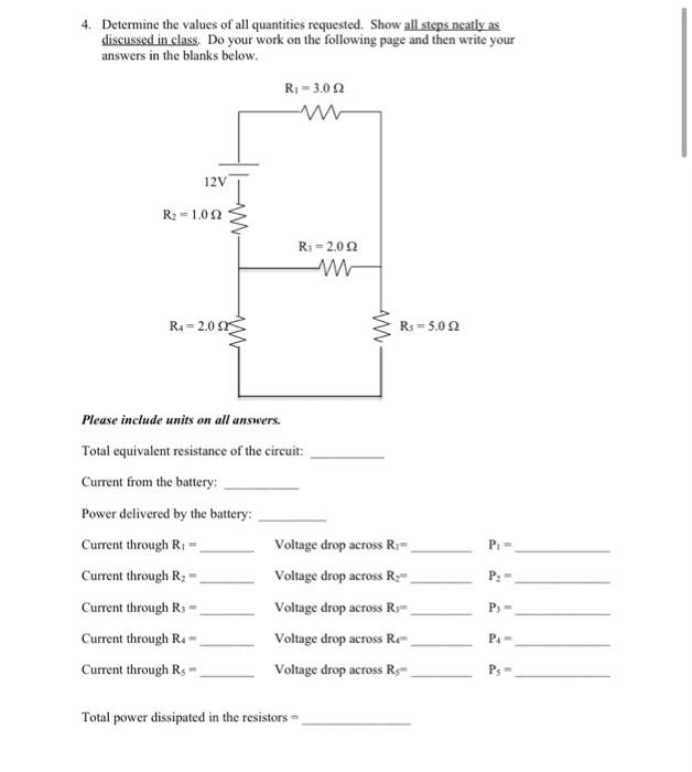 Solved 4. Determine the values of all quantities requested. | Chegg.com