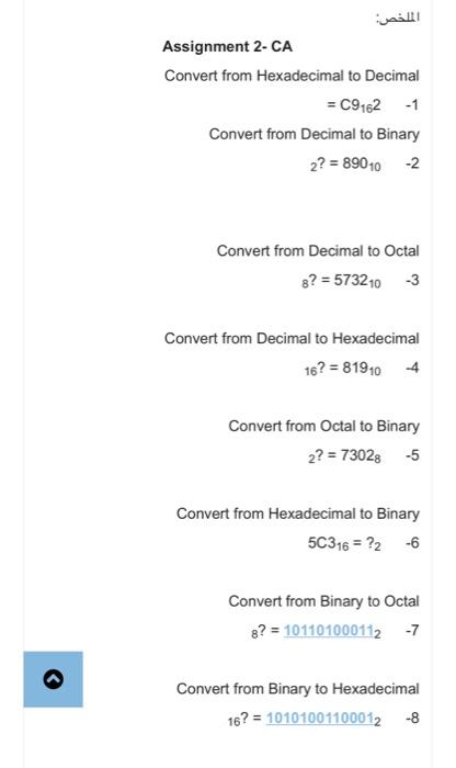 Solved Assignment 2- CA Convert from Hexadecimal to Decimal | Chegg.com